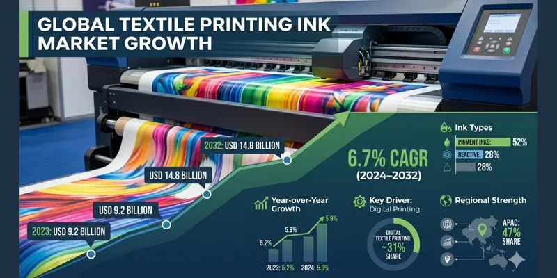 Textile Printing Ink Market to Cross USD 14.8 Billion by 2032 at 6.7% CAGR